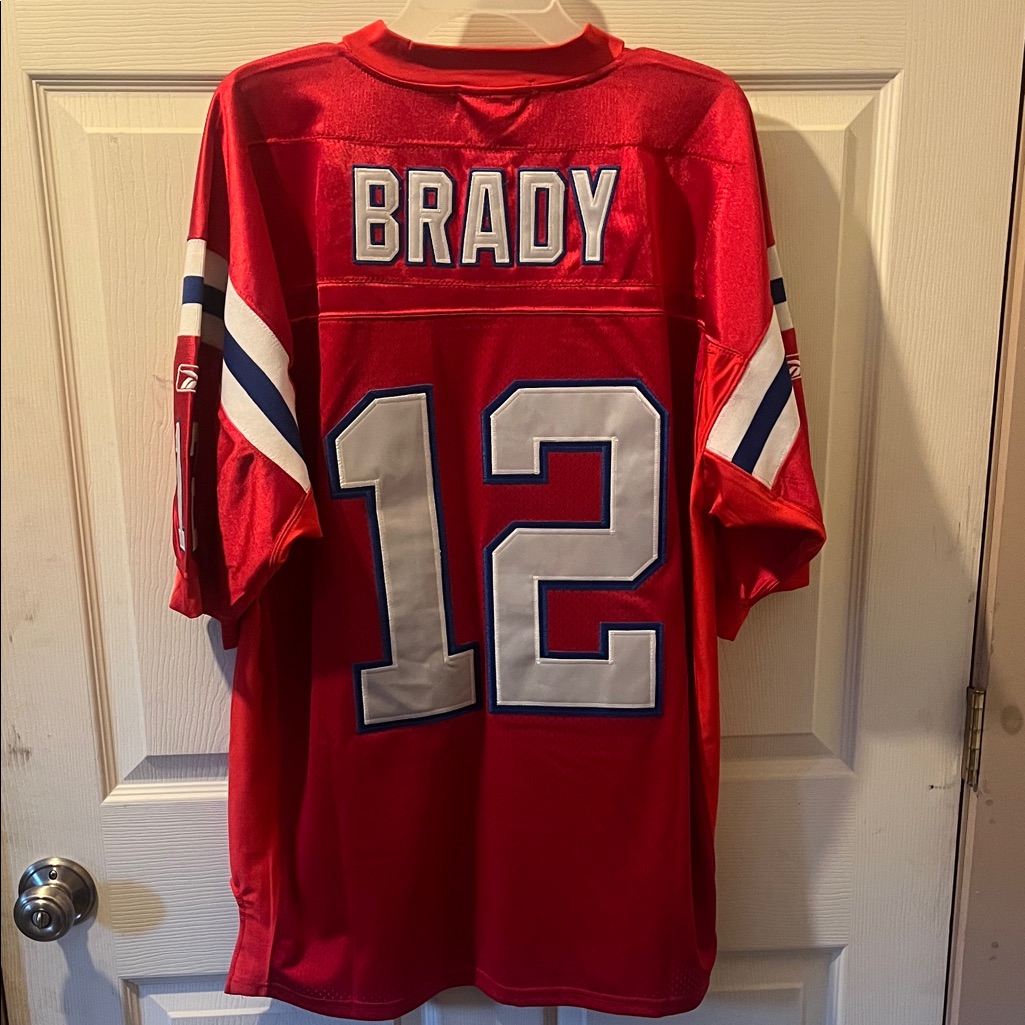 Mitchell & Ness Red Football Jersey With White And Blue Accents